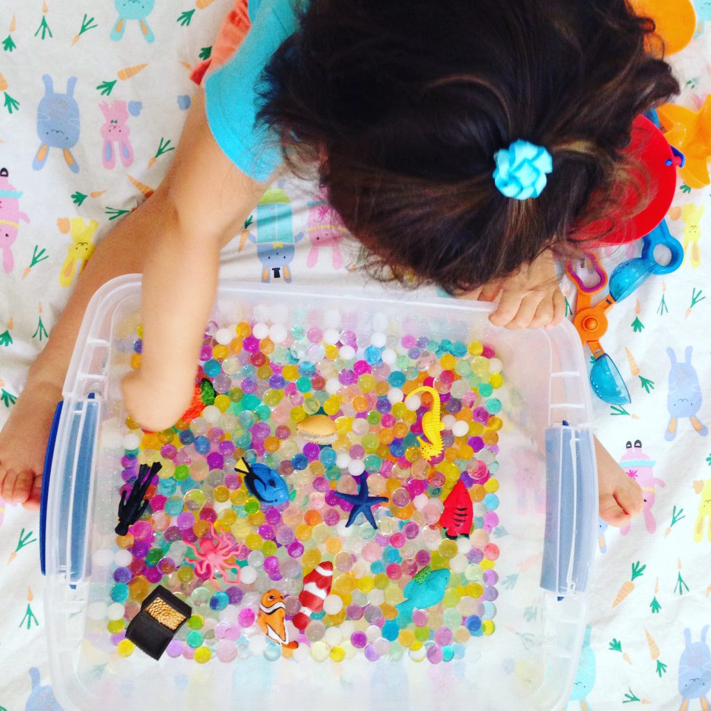 How to Make an Ocean Sensory Bin with Water Beads • One Lovely Life